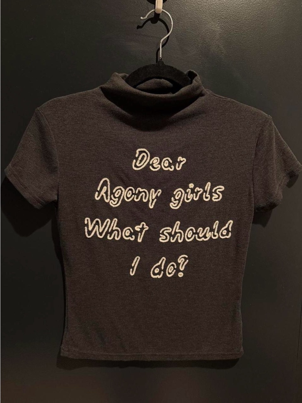 Dark Grey Baby Tee | Y2K Slogan Top
